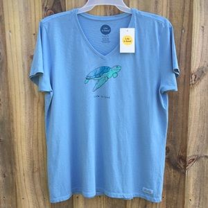 Life Is Good T Shirt V Neck Crusher Turtle Tee